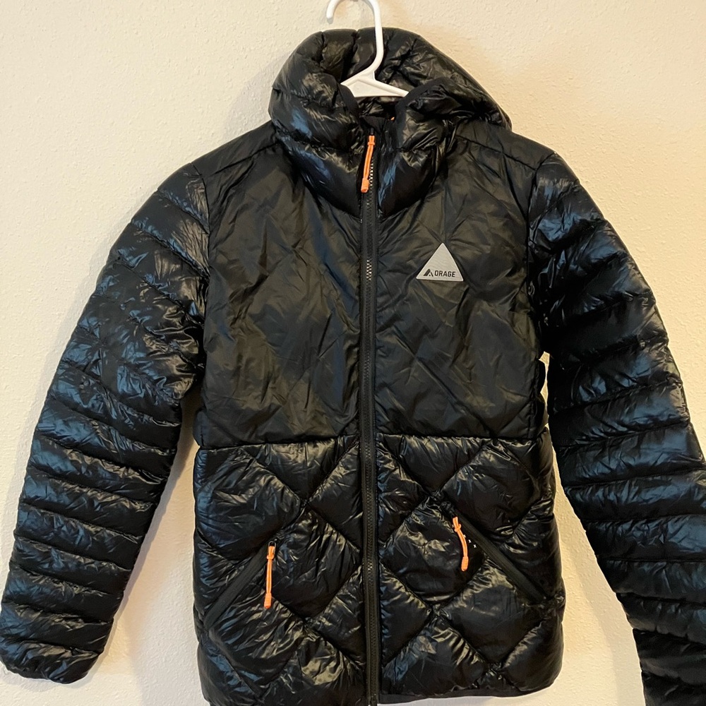 Orage Sierra Packable Down Jacket Women’s Small Black Hooded Ski Touring Puffer